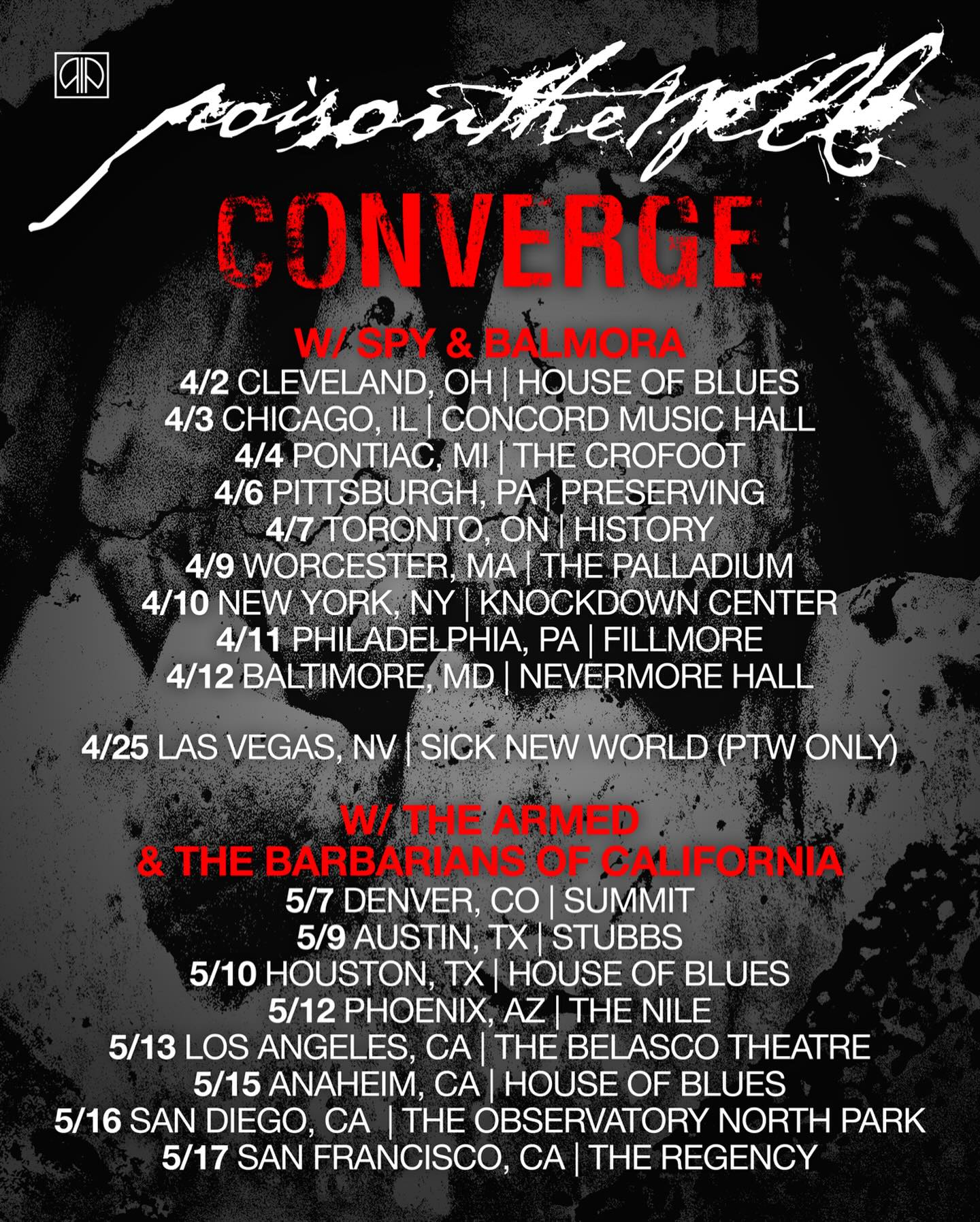 Poison The Well Peace in Place Tour Poster 2026